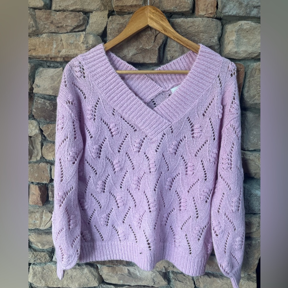 Pink  V-Neck Women's Sweater